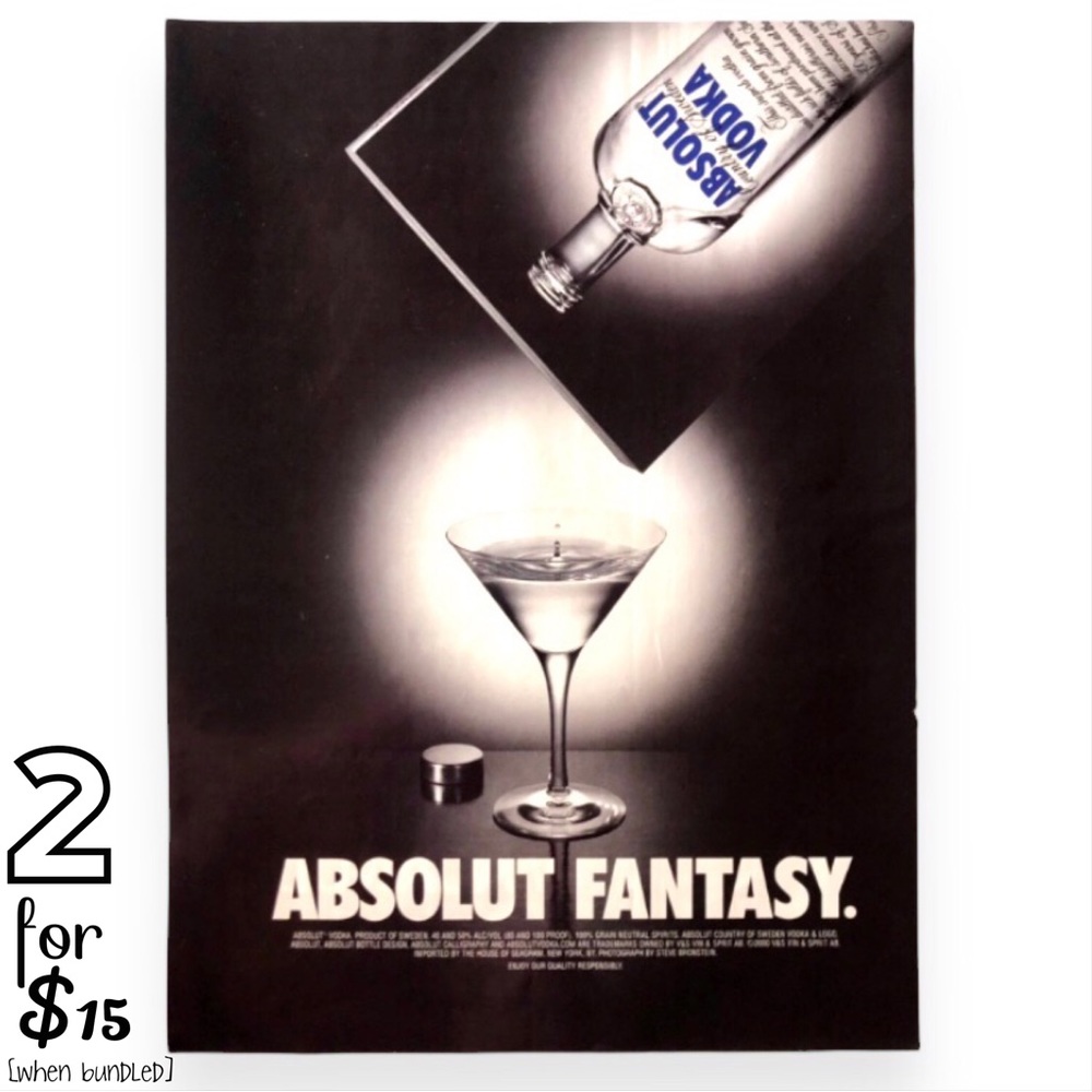 🟢[Absolut Vodka] ABSOLUT FANTASY Original 2000 Vintage Magazine Advertisement